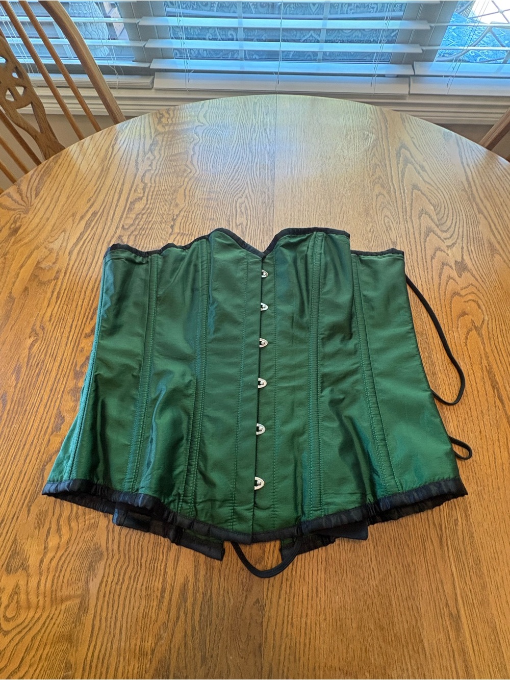 Green Black Cotton Overbust Corset Size 36